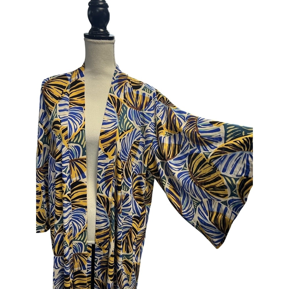coreylynncalter Kimono Duster Women OS Tropical Palm Print Vacation Beach Resort